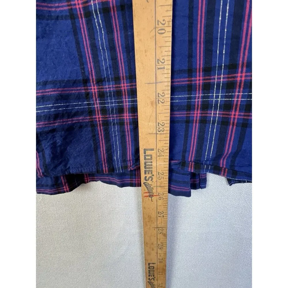VIctoria's Secret Sleep Shirt Women's XL Blue Plaid Button Front Pajama Top